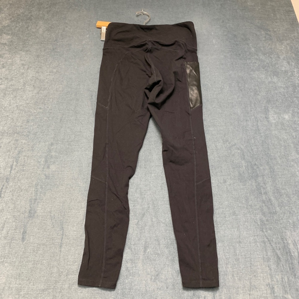 Athleta Leggings Womens Small Black Faux Leather Elastic Waist Yoga Performance